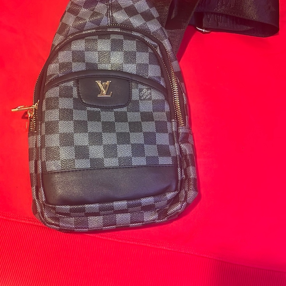 Louis Vuitton Black and Gray Belt Bag with Iconic Damier Pattern